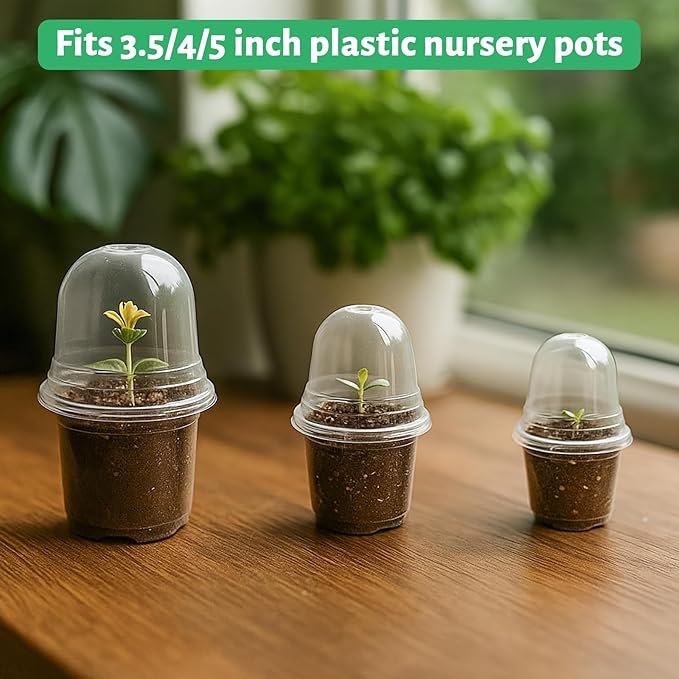 36 Packs 5/4/3.5 Inch Clear Plant Pot Humidity Domes, Transparent Seedling Domes Compatible with 5/4/3.5 Inch Reinforced Nursery Pots - Image 6