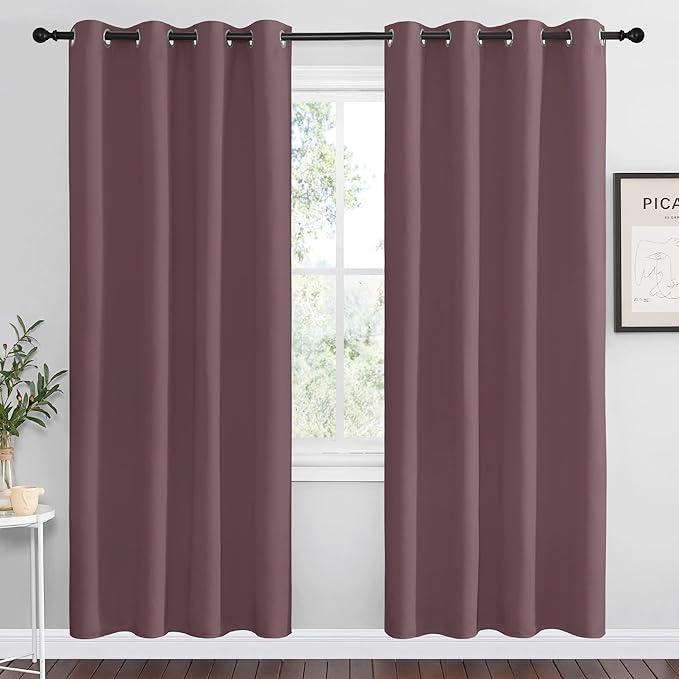 NICETOWN Dry Rose Blackout Curtains 78" Long for Office, Dining Room, 55" Wide, 2 Pieces, Guest Room, Sound Reducing Heat and Cold Block Curtain Panels for Modern Room Decorative by NICETOWN