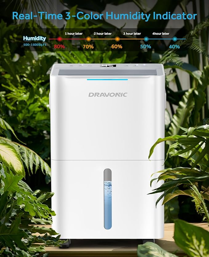 21 Pints Dehumidifier for Basement, 1500 Sq. Ft Dehumidifiers for Home with Drain Hose, Quiet Smart Humidity Control for Bedroom Bathroom with Auto Shut Off, 24H Timer - Image 7