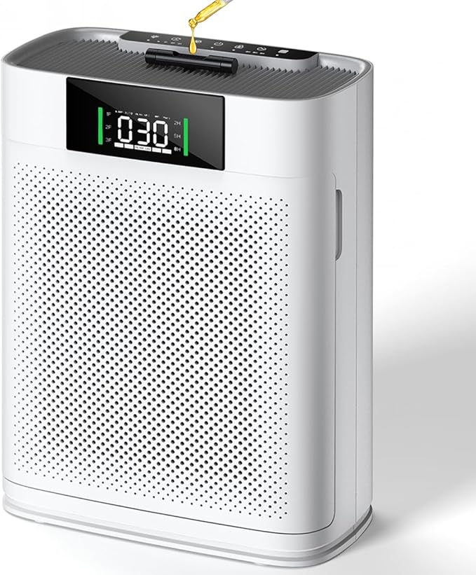 Air Purifier for Large Room up to 2300 Sq Ft, Honeyuan Air Purifiers for Pets, with PM 2.5 Display Air Quality Sensor, Aromatherapy, Child Lock, ZY3866G, off White by HONEYUAN