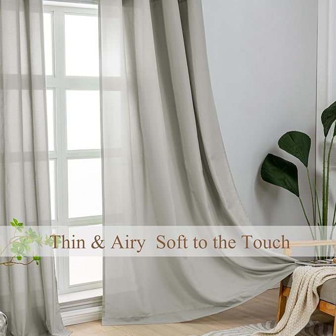 L.Z.E Grey Light Filtering Curtains for Living Room, Privacy Non-See-Through Curtains 108 Inches Long 2 Panels Set, Gray Window Panels for Bedroom Nursery Extra Long Rod Pocket Top - Image 2