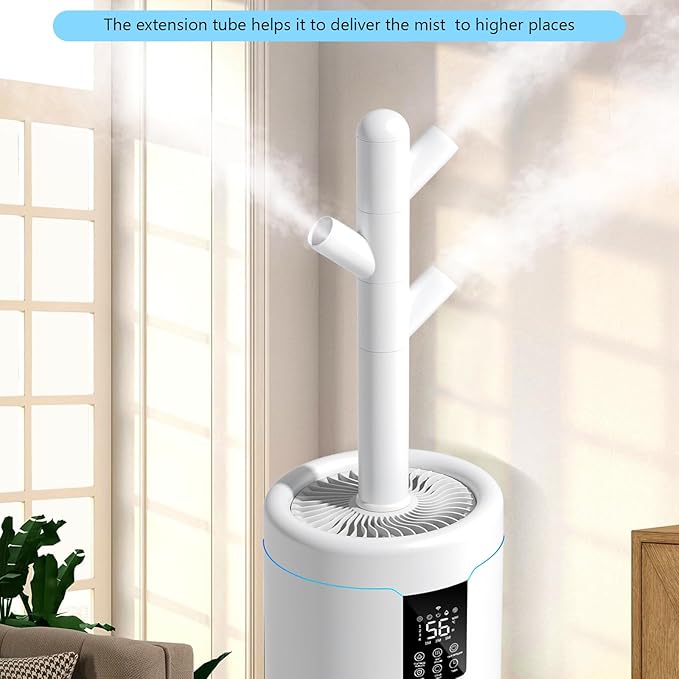 17L/4.5Gal Ultra Large Humidifiers for Bedroom 2000 sq ft, Quiet Humidifiers for Large Room, Tower Humidifier with 4 Mist Mode & Extension Tube for Home School Office Commercial Greenhouse Plants - Image 2