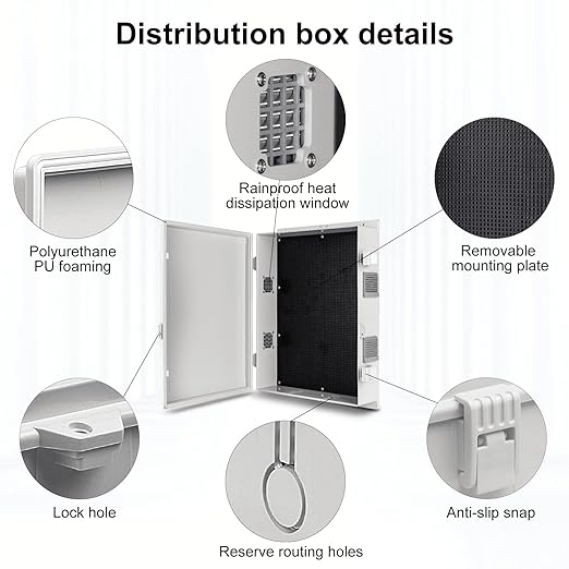 Outdoor Electrical Junction Box, ABS Water Resistant Enclosure with Internal Mounting Panel & Hinged Cover (18.1" H* 12.6" L* 4.3" W) - Image 6