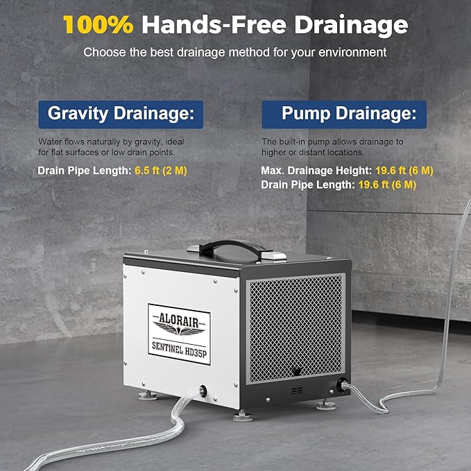 ALORAIR Wi-Fi Crawl Space and Basement Dehumidifier, 70 Pint with Pump, Auto-Defrost, Covers Up to 1000 Sq Ft, Memory Start, cETL Listed, Commercial Grade - Image 7