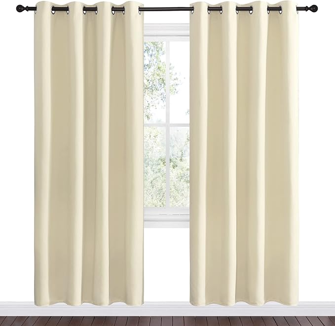 NICETOWN Beige Room Darkening Curtains 78" Long for Boho Farmhouse Home Decoration, Window Treatment Total Privacy Drape Panels for Bedroom Living Room Guest Room (55" Wide, Set of 2) - Image 2