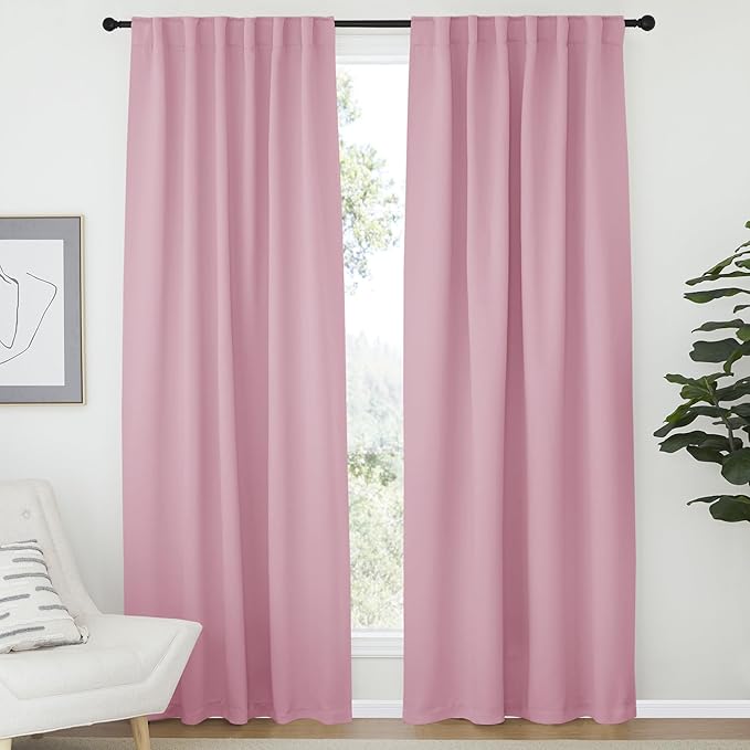 NICETOWN Blackout Curtain Blinds for Living Room - (Rouge Pink Color) 52 inches Wide by 72 inches Long, 2 Panels Set, Insulated Room Darkening Window Drapes by NICETOWN