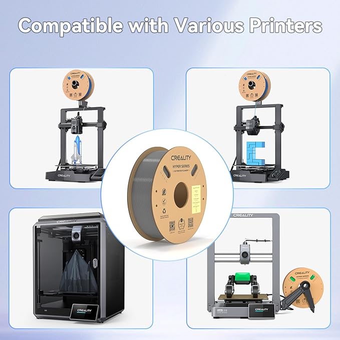Official Creality Hyper PETG Filament 1.75mm, High Speed 600mm/s 3D Printer Filament PETG, 1kg(2.2lbs)/Spool, Dimensional Accuracy ± 0.05 mm (Gray) - Image 8