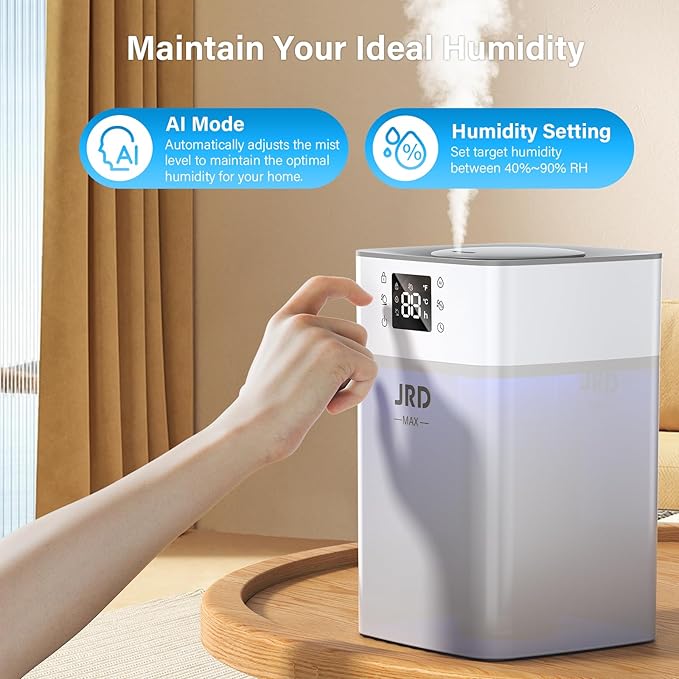 JRD 4L Humidifiers for Bedroom, Cool Mist Humidifier for Large Room, 40H Runtime, 360° Nozzle, Night Light for Home, Office, Baby Nursery, Plants（Black） - Image 7