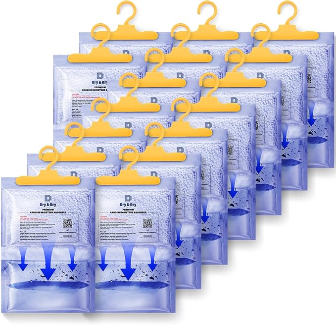 Dry & Dry 14 Packs [Net 7 Oz/Pack] Moisture Absorbers Dehumidifiers for Home Dehumidifier for Basement, Bedroom - Dehumidifiers Moisture Absorbers by DryDry