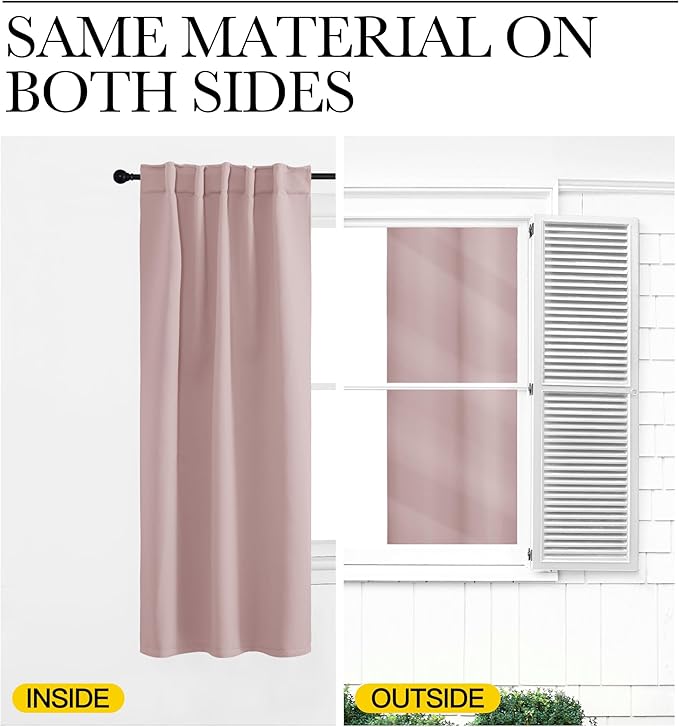 NICETOWN Light Reducing Curtain Panels Window Draperies - (Blush Pink Color) 52x84 inch, 2 Pieces, Insulating Room Darkening Drapes for Bedroom - Image 6