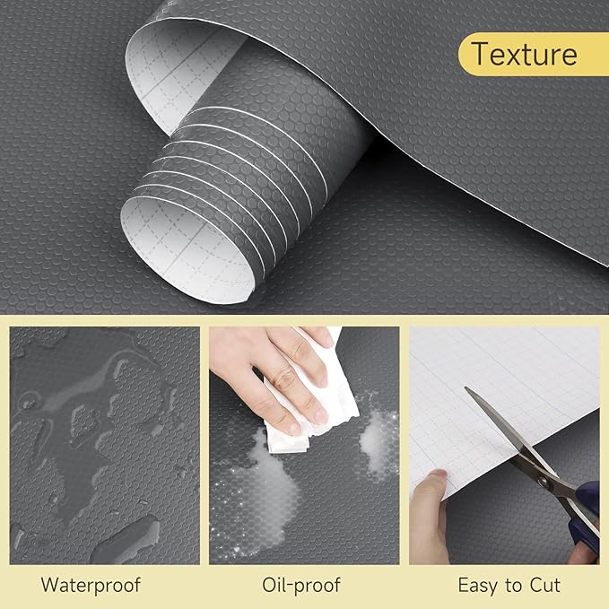 WochiTV Adhesive Shelf Liner 11.8 X 120 Inches Peel and Stick Kitchen Liner for Cabinets, Drawers Removable Protector Mat Waterproof Contact Covering for Dresser Pantry Countertops Shelves, Gray - Image 3