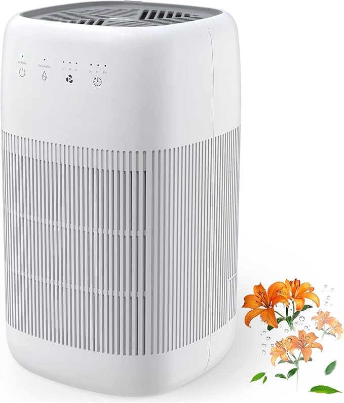 Afloia Air Purifier and Dehumidifier in 1, Air Purifier with Efficient Filter, Small Dehumidifier Combined with Air Cleaner, Remove Pet Odors Dust Smoke for Home, Bedroom, Bathroom by Afloia