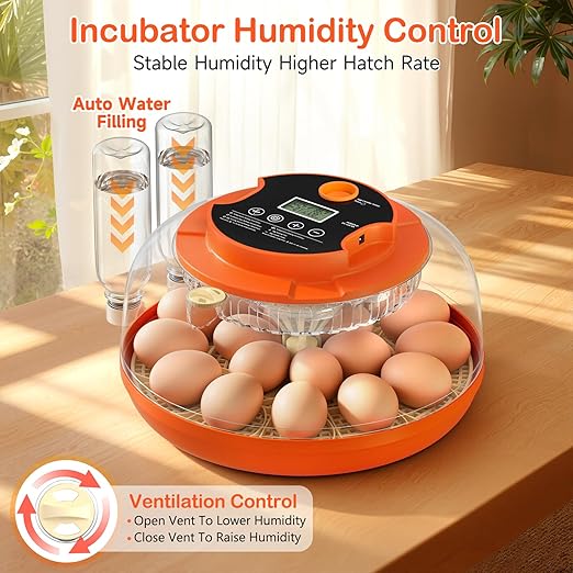 18 Egg Incubator for Chicken Eggs, Automatic Egg Turning and Humidity Control Incubator for Hatching Eggs Chicken Duck Quail Goose Peacock Turkey for Home Classroom Lab - Image 6