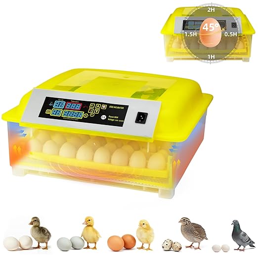 Egg Incubator for Hatching Eggs, Automatic Egg Turner & Digital Humidity Control, 56 Egg Capacity, Clear Temperature Display, Externa, 360° Clear Viewing for Poultry, Ducks, Quail (48-56 Eggs) by Unknown