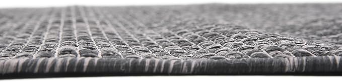 Unique Loom Collection Casual Transitional Solid Heathered Indoor/Outdoor Flatweave Area Rug (4' 1" x 6' 1" Rectangle, Black/Ivory) - Image 9