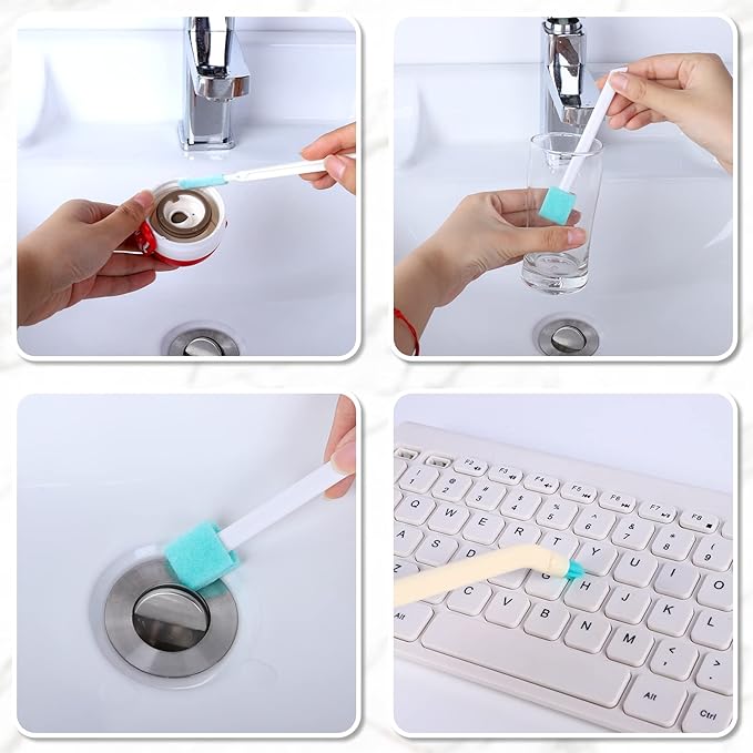 XINRUI 16 Pcs Small Household Cleaning Brushes, Deep Detail Crevice Cleaner Brush Crevice Cleaning Tool 8 in 1 Cleaner Brush for Small Holes Corner Space Keyboard Bottle Tile - Image 4