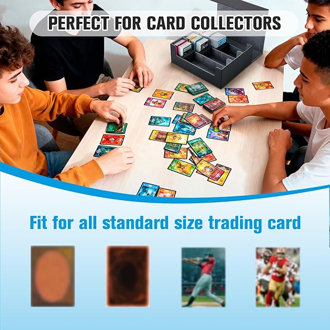 Trading Card Storage Box with 12 Dividers and 6 Foam Stoppers, Large Capacity Sturdy Leather Strong Magnetic Closure MTG Commander Deck Box, Case for TCG MTG Sport Card (Holds 1800+) - Image 5