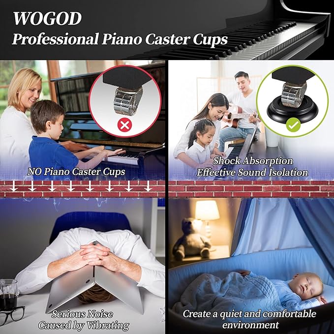 Piano Caster Cups Leg Floor Protectors WOGOD Upright Piano Caster Cups Felt Bottom Leg Pads for Wood Floor Furniture … - Image 6
