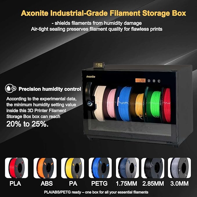 3D Printer Filament Storage Box, 6 Spool Capacity, Air Tight Dry Box with Humidity Control (20%-25% RH), Transparent Glass & Aluminum Alloy, Noiseless & Stackable Design for PLA/ABS/PETG - Image 2