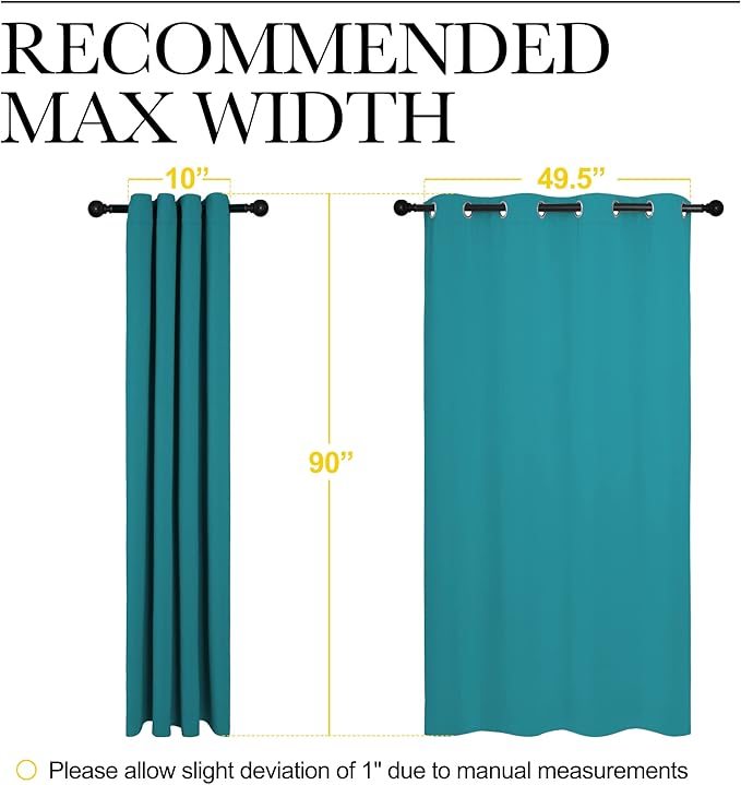 NICETOWN Room Darkening Curtains 90 inch Length 2 Panels, Thermal Insulated Grommet Blackout Curtains for Modern Casual Elegant Bedroom Kids Room Theme Decoration (Peacock Teal, 2 Pieces, W55) - Image 7
