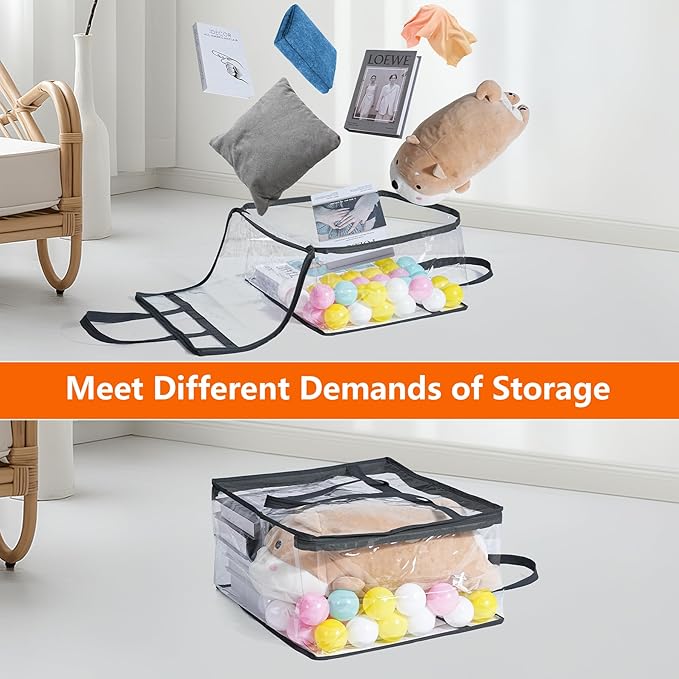 Budding Joy Clear Zippered Storage Bags for Clothes,40L Closet Organizers and Storage Containers Vinyl Moving Bag for Bedding, Linen, Blankets, Comforters, Clothing & Toys, Black, 2 Pack - Image 4
