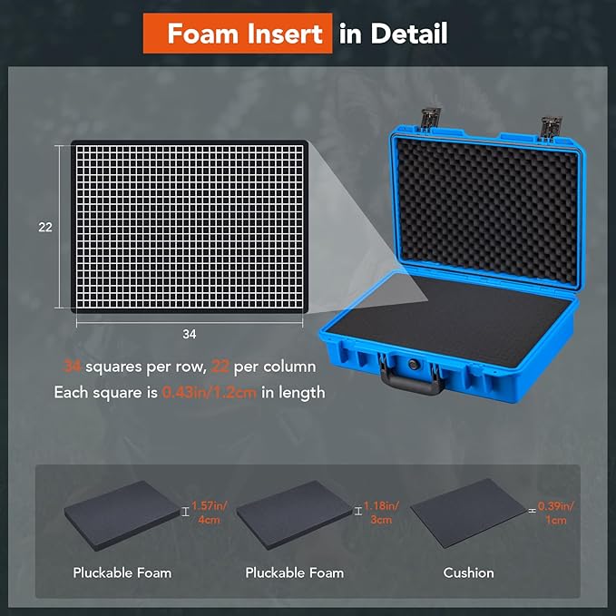 Lykus HC-4410 Waterproof Hard Case with Customizable Foam Insert, Interior Size 17.32x11.42x4.72 in, Suitable for up to 16" laptop,Starlink Mini,keyboard,drill,audio mixer,mic,flashlight,and more - Image 6