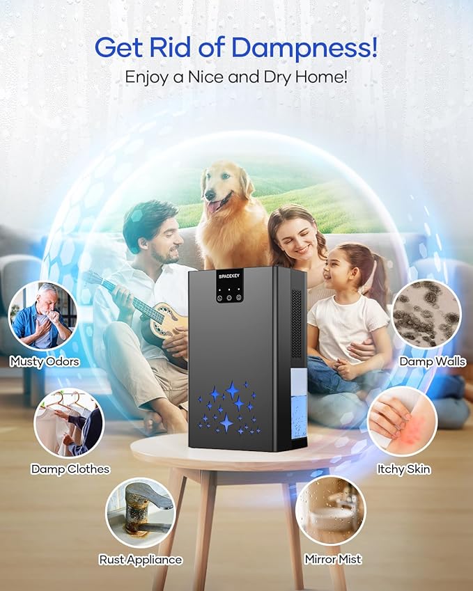 Dehumidifier, 95 OZ Water Tank Dehumidifiers for Home, 1000 sq. ft. Dehumidifier for Basement Bathroom Bedroom with Auto Shut Off, 7 Colors LED Light, Quiet Dehumidifiers with Sleep Mode, Black - Image 8