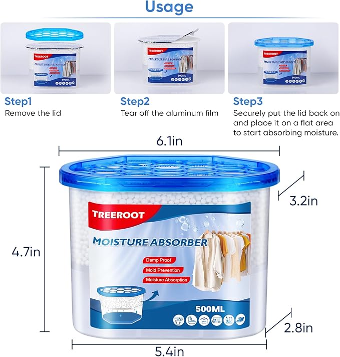 8 Pack Moisture Absorbers, 16 OZ Humidity Absorber Bucket, Moisture Absorbers for Closet, Dehumidifier Bucket for Wardrobes, Kitchens and Bathrooms, Fragrance Free Humidity Absorber - Image 9