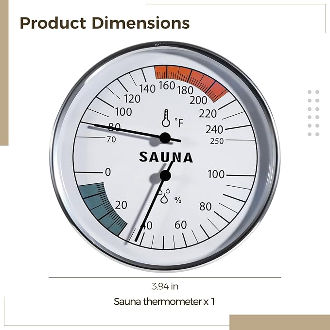 Sauna Thermometer Hygrometer, 2 in 1 Fahrenheit Thermometer Hygrometer for Sauna Room, Indoor Humidity Temperature Monitor Gauge Sauna Accessories - Image 4