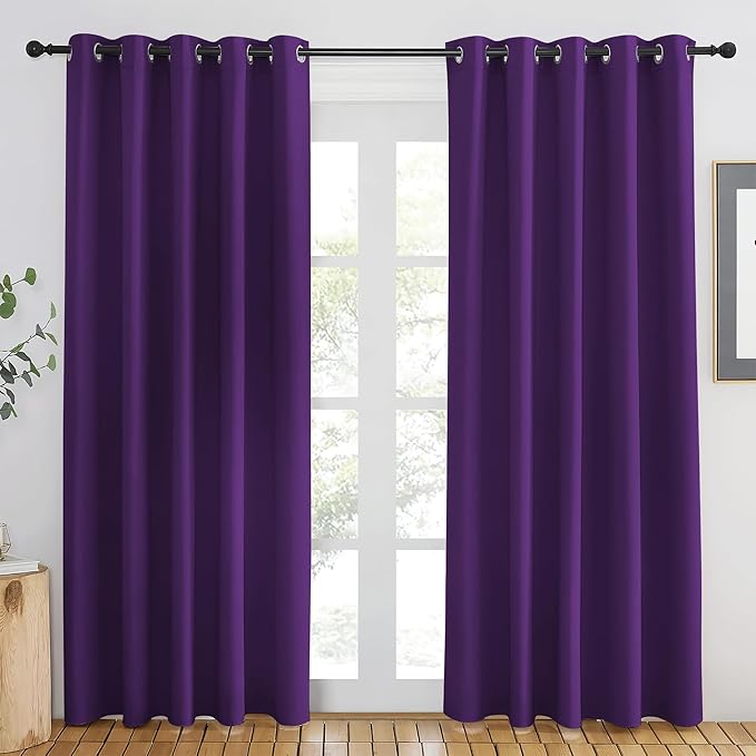 NICETOWN Royal Purple Blackout Curtains 84 inch Length, Grommet Top Room Darkening Drapes for Bedroom Living Room, Light Blocking Window Covering for Privacy (W66 x L84 Inch, 1 Panel) by NICETOWN