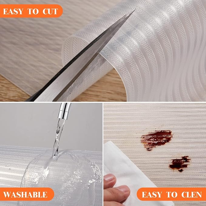 17.5" X 120" Refrigerator Liners Shelf Liner, Fridge Liners Non Slip Washable, Drawer Liners Non Adhesive Waterproof, Durable Fridge Mats for Glass Shelves, Cupboard, Pantry, Clear - Image 4