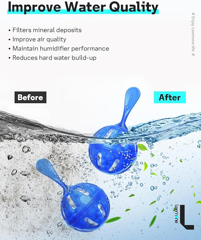 Leemone Humidifier Cleaner 12 Pack, Demineralization Cleaning Ball, Works in All humidifiers and Fish Tanks, Purifies Water, Prevents Hard Water Build-Up, Reduces Scale - Image 4