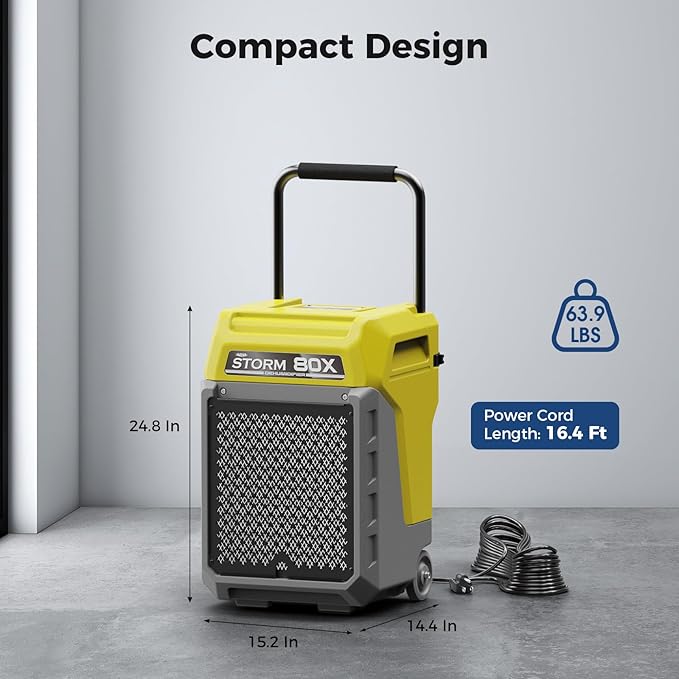 ALORAIR 170 Pints LGR Commercial Dehumidifier with Pump & Drain Hose, Portable Insutrial Dehumidifier for Basments, Home, Job Sites, Fit for 2,100 Sq.Ft Space with Wheels - Image 6