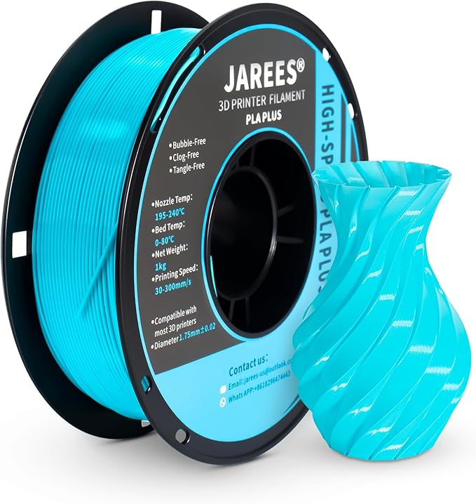 PLA Filament 1.75mm, Neatly Wound Turquoise Cyan 3D Printer Filament Pla, High Speed Teal PLA 1kg Spool (2.2lbs), Dimensional Accuracy +/- 0.02 mm, Fit Most FDM Printer by JAREES