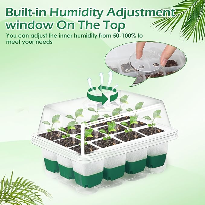 Reusable Seed Starter Tray, 4 Pack Silicone Seed Starter Kit for Starting Plant Seeds with Humidity Adjustable Dome and Lid, Indoor Seed Starting Supplies with Water Spray Bottle for Plants, BPA-Free - Image 6