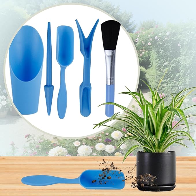 5 Pcs Mini Garden Tool Set Hand Tools Succulent Tools Transplanting Tools Set Succulent Care Plastic Kit Bonsai Potting Soil Indoor for Succulent Miniature Plant Gardening for Flower Planting - Image 7