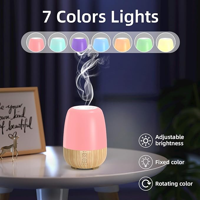 150ML Cordless Essential Oil Diffuser, Built-in 6000mAH Rechargeable Battery, 7-Hour Runtime, 7 LED Color Changing Lights, Portable Aromatherapy Diffuser for Home,Office,Outdoor - Image 7