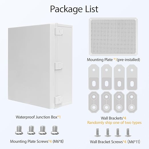 Electrical Box IP65 Waterproof Dustproof ABS Plastic Enclosure Outdoor and Indoor Project Box Hinged Cover with Mounting Plate Wall Brackets, Outer Dimension 19.7"x 15.7" x 7.9", Grey - Image 7