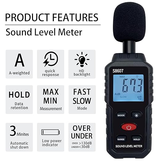 Digital Sound Level Meter,Sound Meter for Classroom Home Street,30-130dBA dB Meter to Measure Noise,Noise Decibel Reader,Audio Sound Tester,Sound Test equipmetent,Sound Measurement Device (30-130dBA) - Image 2