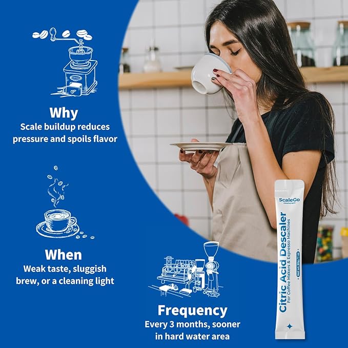 Coffee Machine Cleaner & Descaler | Citric Acid Descaling Powder | Pre-measured Package for Mess-Free Use & Storage | Removes Limescale | Compatible with Keurig, Nespresso, Breville | 4 Uses - Image 6