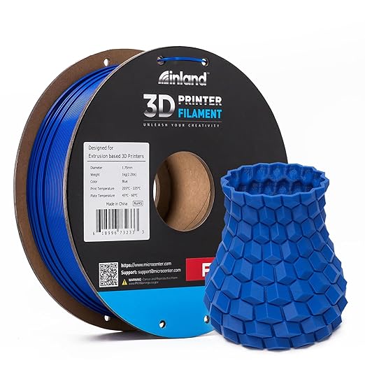 INLAND Micro Center PLA+ 3D Printing Filament 1.75mm - PLA Pro Dimensional Accuracy +/- 0.03 mm - 1kg Cardboard Spool (2.2 lbs) (1 Pack Blue, 1.75mm) by INLAND