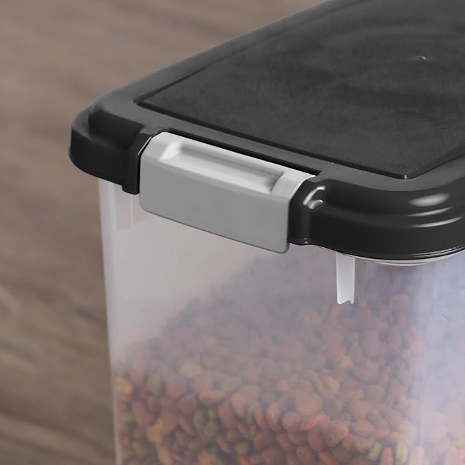 IRIS USA Airtight Dog Food Storage Container with 2-Cup Scoop and Slow Feeder Bowl Combo, Up to 30 lbs Pet Food Bin with Attachable Wheels, Anti-Slip Short Snouted Bowl, Easy to Clean, BPA Free, Black - Image 6