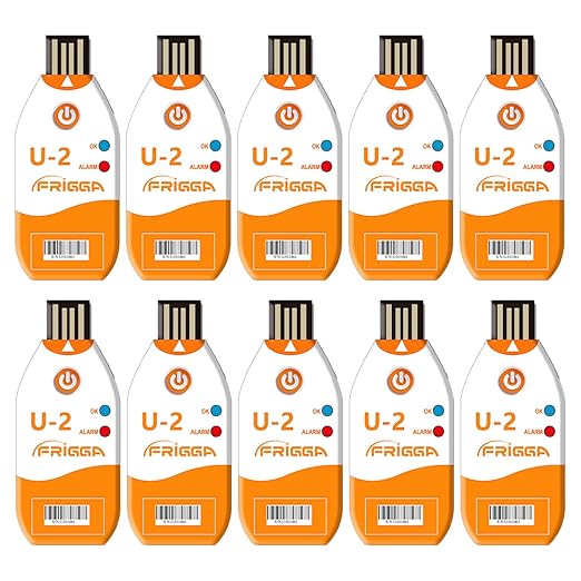 Frigga 10pcs USB Temperature Data Logger Single Use Temperature Recorder 100 Days High Accuracy Thermometer Monitor 14400 Points with PDF CSV Report,U2 by Frigga