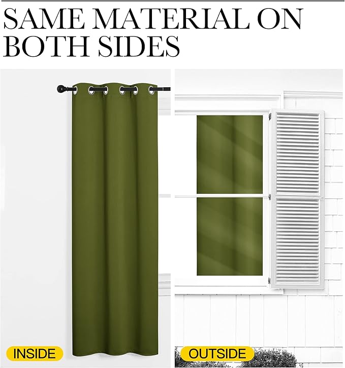 NICETOWN Blackout Curtain 68 inch Long, 55 inches Width, 1 Panel, Olive Green, Thermal Insulated Window Treatment with Grommet Room Darkening Thermal Insulated Panel for Bedroom/Living Room - Image 5