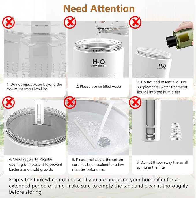 Portable Mini Humidifier, Auto Shut-Off, 2 Mist Modes, Quite, Small Humidifiers for Bedroom Travel Office Desk Plants(White) - Image 7