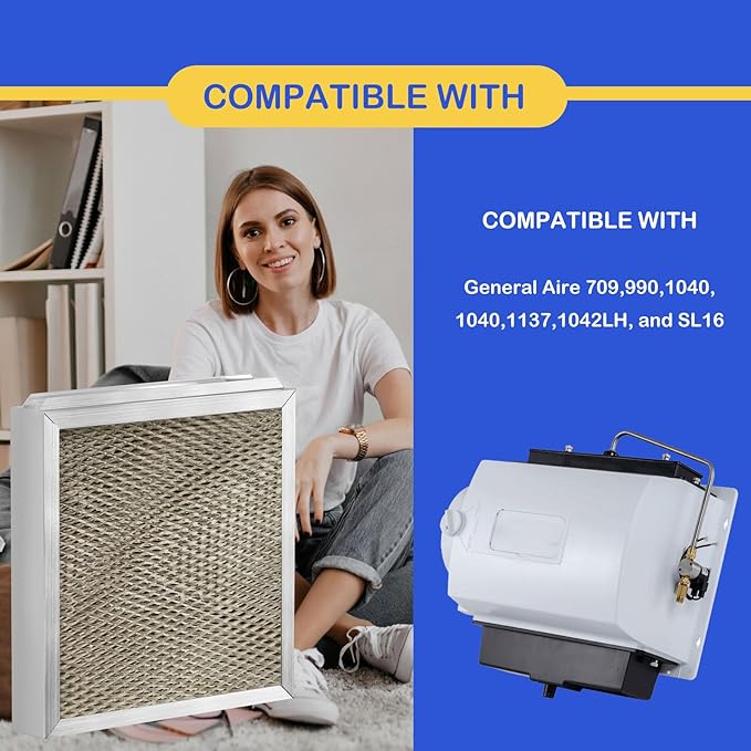 990-13 Humidifier Vapor Pad Water Filter Compatible with GeneralAire 990-13 G13 Humidifier Replacement Evaporator Pad Media Filter for Models 709 990 1040 1042 1137 SL16, GFI #7002, 3 Pack - Image 3