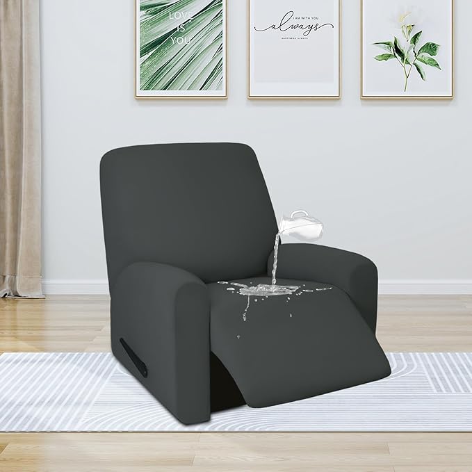 PureFit 100% Dual Waterproof Recliner Cover, Waterproof Couch Cover for Recliner - Stretch Non Slip Fleece Sofa Covers Washable, Leakproof Furniture Protector for Kids, Pets, Dog (Recliner, Dark Gray) - Image 2