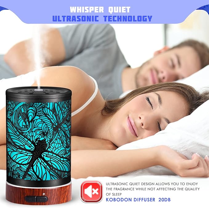 Essential Oils Diffuser,Aromatherapy Diffuser,Birthday for Women Mom Grandma,Metal Cool Mist Humidifier with 7 Colors Lights Waterless Auto Off Air Diffusers (Dragonfly) - Image 3