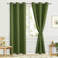 Hiasan Blackout Curtains for Bedroom, 42 x 84 Inches Long - Thermal Insulated & Energy Saving Window Curtains for Living Room, 2 Drape Panels Sewn with Tiebacks, Olive Green by Hiasan