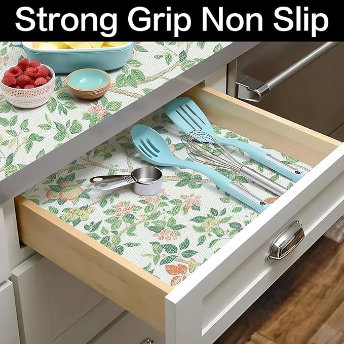 Shelf Liner for Kitchen Cabinets Non Adhesive Drawer Liners Non Slip Cupboard Liner Strong Grip Waterproof Cabinet Liners Easy to Clean Dresser Table Kitchen Shelves Paper 12IN x 10FT - Image 6